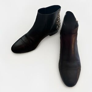 BCBGeneration Logann Black Leather Studded Ankle Booties Side Zip Size 7M US 37